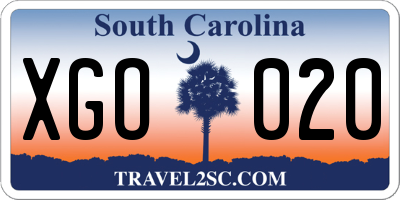 SC license plate XGO020