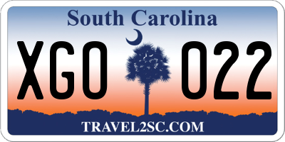 SC license plate XGO022