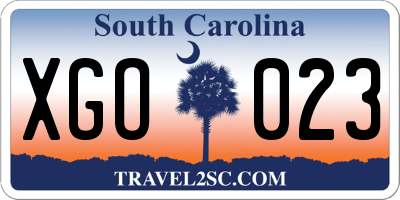 SC license plate XGO023