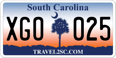 SC license plate XGO025