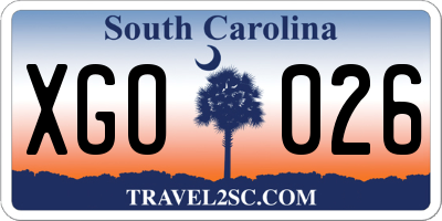 SC license plate XGO026