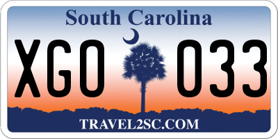 SC license plate XGO033