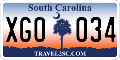 SC license plate XGO034