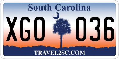 SC license plate XGO036