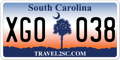 SC license plate XGO038