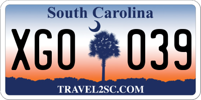 SC license plate XGO039