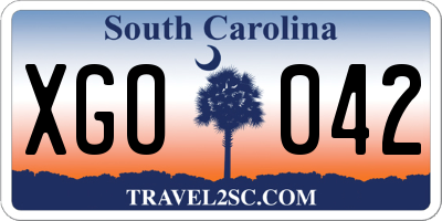 SC license plate XGO042