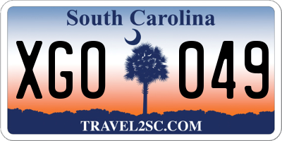 SC license plate XGO049