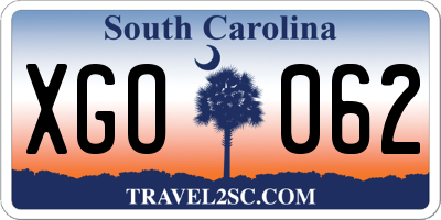 SC license plate XGO062