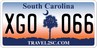 SC license plate XGO066