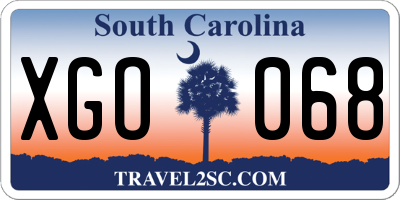 SC license plate XGO068