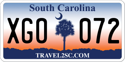 SC license plate XGO072