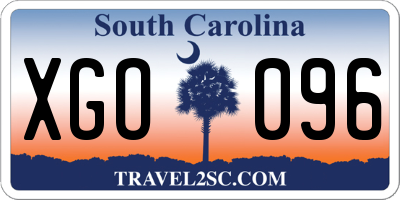 SC license plate XGO096