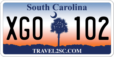 SC license plate XGO102