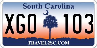 SC license plate XGO103