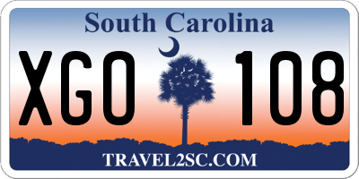 SC license plate XGO108