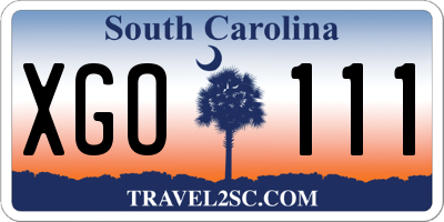SC license plate XGO111