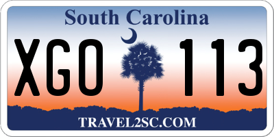 SC license plate XGO113