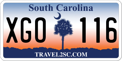 SC license plate XGO116