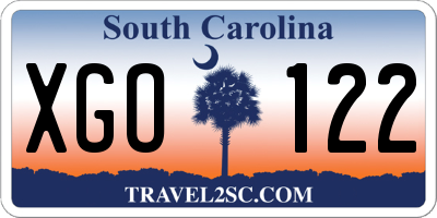 SC license plate XGO122
