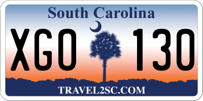 SC license plate XGO130