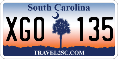 SC license plate XGO135