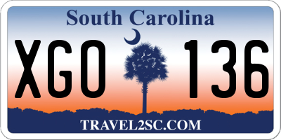SC license plate XGO136