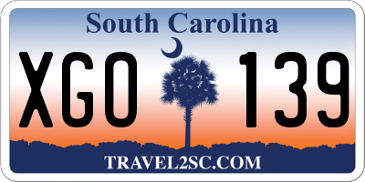 SC license plate XGO139