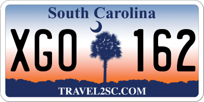 SC license plate XGO162