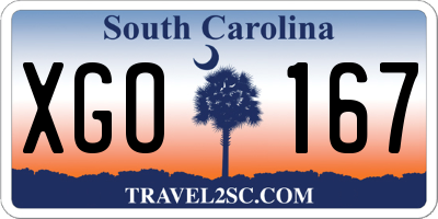 SC license plate XGO167