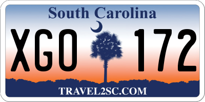 SC license plate XGO172
