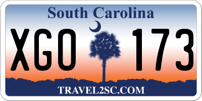 SC license plate XGO173