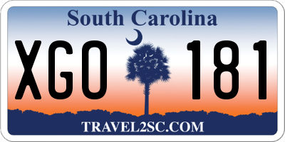 SC license plate XGO181
