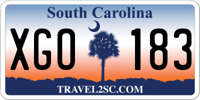 SC license plate XGO183