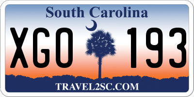 SC license plate XGO193