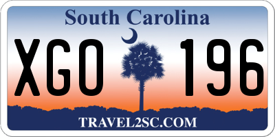 SC license plate XGO196