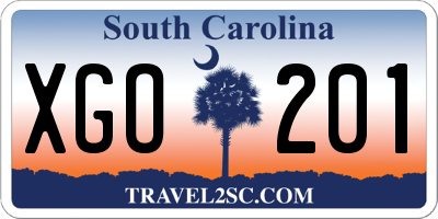 SC license plate XGO201