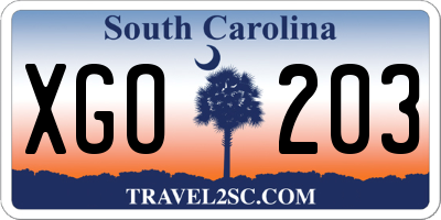 SC license plate XGO203