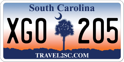 SC license plate XGO205