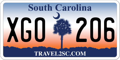 SC license plate XGO206