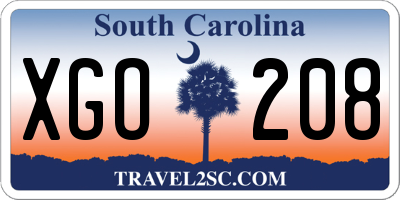 SC license plate XGO208