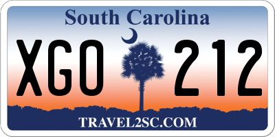 SC license plate XGO212