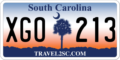 SC license plate XGO213