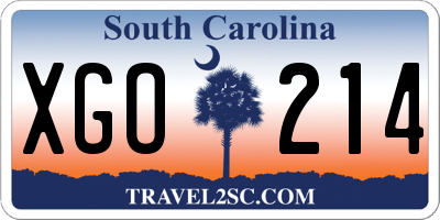 SC license plate XGO214