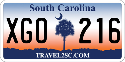 SC license plate XGO216