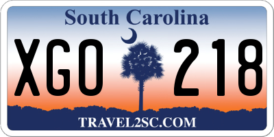 SC license plate XGO218