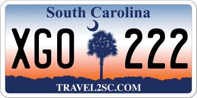 SC license plate XGO222
