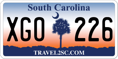 SC license plate XGO226