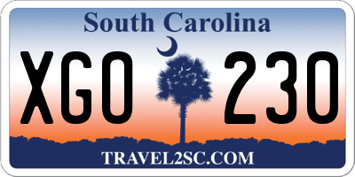 SC license plate XGO230
