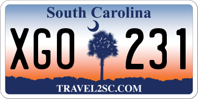 SC license plate XGO231